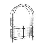 134.5*58.5*213cm Arc Roof Double Layer With Door Wrought Iron Iron Arch Courtyard Black - Image 13