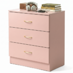 3-Drawer Chest with Faux Rose Gold Handles Drawer Dresser 22.05*12.99*25.98in Pink - Image 4