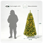 6 FT Pre-Lit Artificial Christmas Tree with 350 Dual Color LED Lights, 845 Branch Tips Hinged PVC Xmas Tree with Remote Timer 9 Lighting Modes Foldable Metal Stand for Indoor Holiday Decor - Image 10