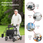Practical Folding Rolling Walker Transport Wheelchair - Image 9