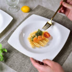 9.25 Inch Square Pasta Bowls Set of 6, 17oz White Porcelain Soup Plates, Microwave & Dishwasher Safe Deep Dinner Bowls for Salad, Pasta, Soup, Oven & Freezer Safe, Stackable Serving Bowls - Image 13