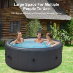 Grey 216* 71cm hot tub. A swimming pool with heating, bubble massage, ambient lighting, filtration, and one click inflation. Home inflatable massage bathtub. - Image 6
