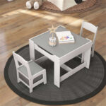 2-in-1 Kids Activity Table and Chairs Set, Double-Sided Whiteboard & Blackboard, with Hidden Storage, Certified Non-Toxic MDF, Perfect Gift for 3-7 Years Old (White) - Image 10