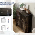 2-Door Barn Door Shoe Cabinet Made of Triamine Particleboard Black Square Shoe Cabinet with Single-Hole Handle 31.61*14.21*36.42in Black Oak - Image 7