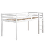Elevated Cross Bracing Straight Ladder Twin Pine Wooden Bed White - Image 5