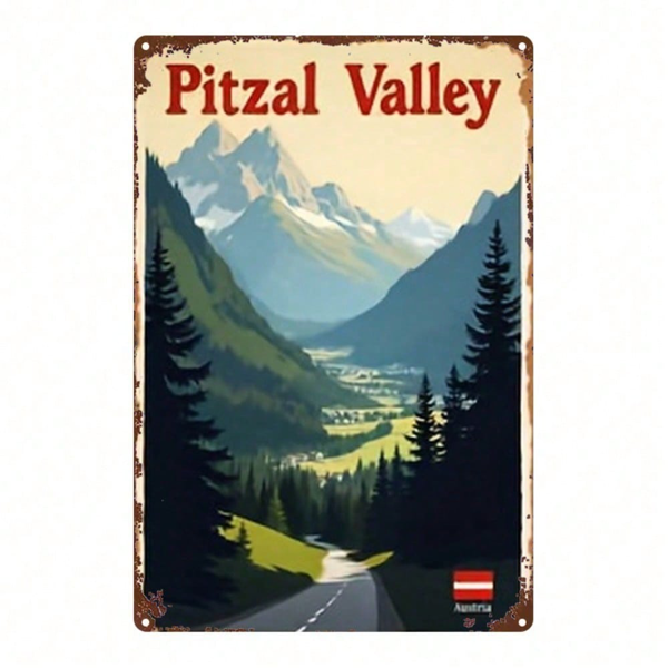 b1788e74-45ae-4320-aa14-057616332d40.png CIFbuy 1pc 2D Flat Metal Sign Austrian Pitz Valley Scenic Painting Square Iron Wall Art 8x12 Inch For Home Bar Garage Club Restaurant C TikTok, TikTok, Wall Self-pickup Logiopics - Image 1
