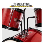 14"x10" 3-Pieces Junior Kids Drum Set Kit Pedal Drum Stick Wrench Drum Stool Red - Image 6