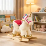Toddler Unicorn Rocking Horse – with Realistic Sound, Safety Belt & Wooden Base, for 18-36M Parent-Child Interactive Playtime - Image 4