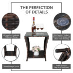 Replace 6088352 Glass Surface Brown Gradient Iron Frame Rattan Side Table - Image 20