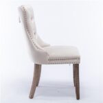 Modern, High-end Tufted Solid Wood Contemporary Velvet Upholstered Dining Chair with Wood Legs Nailhead Trim 2-Pcs Set,Beige, SW2001BG - Image 4