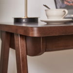 100% Solid Rubber Wood Computer Desk, Retro Walnut Writing Desk with Drawer, Sturdy A-Frame Leg, 39.37"×21.65", 0.71" Standard Thick Home Office Study Table - Image 8