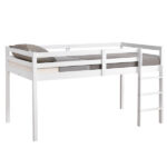 Elevated Cross Bracing Straight Ladder Twin Pine Wooden Bed White - Image 8