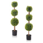 2pcs green 115cm three-ball boxwood PVC artificial tree - Image 2