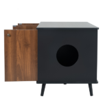 Litter Box Enclosure, Cat Litter Box Furniture with Hidden Plug, 3 Doors,Indoor Cat Washroom Storage Bench Side Table Cat House, Large Wooden Enclused Litter Box House, Black and Walnut - Image 13