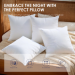 Versatile 22-inch square pillow insert set combines aesthetics with functionality. The full shape perfectly showcases cover designs while providing comfortable support. Neutral white easily coordinates with various decors, suitable for sofas, beds, lounge chairs and more. - Image 6