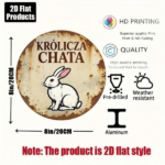 CIFbuy 1pc Vintage French Rabbit House Metal Wall Sign, 8-Inch Round Królcz Chatka Plaque, Durable Aluminum 2D Flat Art, French Country TikTok, TikTok, Self-pickup Logiopics - Image 3
