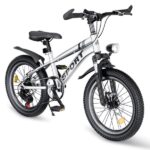 24" Kids Mountain Bike for Boys and Girls Ages 7-12 - 7-Speed ​​Gears, Dual Disc Brakes, Shock Absorber Fork - Silver and Pink-Does not support self pick up