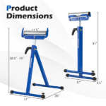 2-Pack Heavy Duty Metal Folding Roller Stand with Edge Guides Portable Woodworking Support - Blue - Image 4