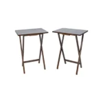 Modern Solid Wood Folding Tray Tables, Set of 2, Walnut (Shipment from Walmart)