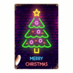 CIFbuy Retro Metal Christmas Tree Wall Sign 1Pcs 8x12 Inch 2D Flat Iron Plaque Multicolor Merry Christmas Text Glow In The Dark Neon Ef TikTok, TikTok, n Ef Self-pickup Logiopics - Image 8