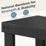 27-In Bamboo Shoe Rack & Bench, 3-Tier 280 lb Capacity Storage Organizer for Entryway, Living Room, Balcony, Black - Image 4