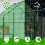 Mini Walk-in Greenhouse with PE Cover, 4-Shelf Indoor Outdoor Plant Gardening Green House for Garden Backyard, 56" x 29" x 77", Green - Image 3