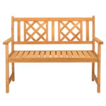 118*56.5*90cm Outdoor Garden Fir Grid Back Wooden Bench Burlywood - Image 6