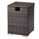 Replace 95812680 40*40*57cm Iron Frame Gas Bottle Storage Rattan Side Table Brown Gradient - Image 21