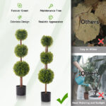 2pcs green 115cm three-ball boxwood PVC artificial tree - Image 7