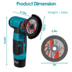 Cordless Mini Angle Grinder- 2x12V 1100mAh Batteries , 19000RPM Motor, Air Vents for Heat Dissipation - Includes Cutting Wheels/Saw Blade/Sanding Disc for Metal/Wood/Tile - Image 9