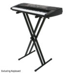 Dual-tube X-Shape Keyboard Stand + Adjustable Folding Piano Bench Stool Seat Black - Image 12