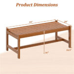 44" Teak Oil Hardwood Backless Outdoor Bench, 530 LBS Load Capacity Patio Dining Bench - Image 4