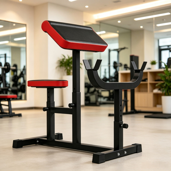 b22ba239-dd9d-4f0e-b3d5-563513e34780.png 265 LBS Black Preacher Curl Bench, Adjustable Seated Arm Isolation Station for Barbell Dumbbell Bicep Strength Training - Image 1