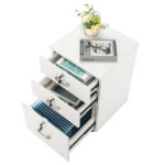 White Wood Grain Density Board Three Drawers Wooden Filing Cabinet - Image 7