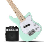 Do Not Sell on Amazon 30in Maple Fingerboard Mini Electric Guitar Kit with 5W Amplifier Bag String Shoulder Strap Plectrum Cord Wrench Tool Light Green - Image 4