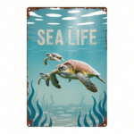 CIFbuy 1pc 2D Metal Sea Turtle Wall Decor, 8x12 Inch Marine Life Tin Sign, Square Iron Hanging Art Poster For Home Bar Cafe Room Decora TikTok, TikTok, Square Self-pickup Logiopics - Image 7
