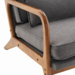 Same Code 33734058 Oak Armrest Oak Upholstered Single Lounge Chair Indoor Lounge Chair Dark Grey - Image 11