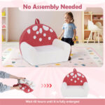 Pink + Beige Kids Sofa, Soft Teddy Fleece Foam Couch with Carry Handle & Removable Machine-Washable Cover - Image 7