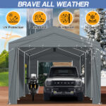 12x20 ft Carport Car Port Canopy Grey - Image 11