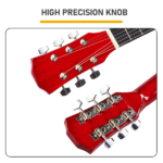 Turn red 41-inch Dreadnought barrel-shaped cutaway acoustic guitar with pick, strings, capo, gig bag, tuner, wrench tool, and shoulder strap - Image 5