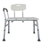 Medical Bathroom Safety Shower Tub Aluminium Alloy Bath Chair Transfer Bench with Wide Seat & Padded Handle White - Image 5