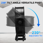 US Standard MLD-30 Industrial Drum Fan, 30 Inch 110V 230W High Velocity Floor Fan, 3 Speed Heavy Duty Black Metal Air Circulator, Adjustable Tilt with Outer Double Wheels, Copper Motor Single Side Support for Warehouse Commercial Use - Image 2