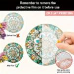 CIFbuy Round Flat Bohemian Mandala Sun Catcher Acrylic Window Hanging Decor Sky Blue Gold Home Ornament(TikTok, temu pick-up service) - Image 6