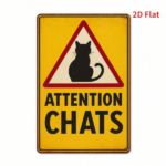 CIFbuy Retro Cat Metal Sign 2D Flat Yellow Black" Warning Sign, 7.87x11.81in Country Style Iron Art Wall Decor With Black Letters, Art Wall Decor With Black Letters, Durab Yellow Black WarikTok, Yellow Black WarikTok, t Self-pickup Logiopics - Image 2