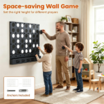 Black Large Wall-Mounted 4-to-Score Connect Four Game with Full Wall Mount Hardware, Fast Reset Mess-Free Design Fun Board Game for Kids Adults Indoor Entertainment & Wall Decoration - Image 5