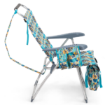 17 Inch Seat Height Beach Chair for Adults, Folding Portable Camping Chair with Headrest, Cup Holder, Side Pocket & Bottom Storage Bag, 7-Position Adjustable Aluminum Beach Chair, Heavy Duty 265 LBS Capacity, Oxford Fabric for Beach, Patio, Pool, Vintage Summer Print - Image 10