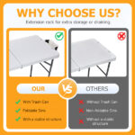 50" Folding Fish Cleaning Table with Sink, Bi-Folding Portable Camping Sink Station with Drain Hose, Trash Can, Foldable Outdoor Sink for Camping, Fishing, BBQ - Image 10