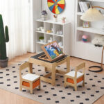 Children's Wooden Table And Chair Set With Two Storage Bags (One Table And Two Chairs) - Image 42
