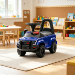 Blue Police Truck Kids Sliding Car – Push Ride On with Working PA System, Horn, Under-Seat Storage for 18 Months to 5 Years Old - Image 5