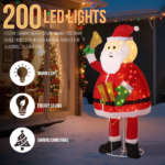6FT Lighted Santa Claus Holding Bell Christmas Yard Decorations, Pre-lit Pull Up Santa with 200 Warm White LEDs, for Xmas Outdoor Holiday Indoor Decor Lighted Holiday Displays - Image 14